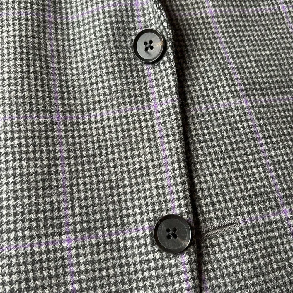 Paul Stuart Men’s Gray Lavender Houndstooth Windowpane Check Sportcoat 42 L